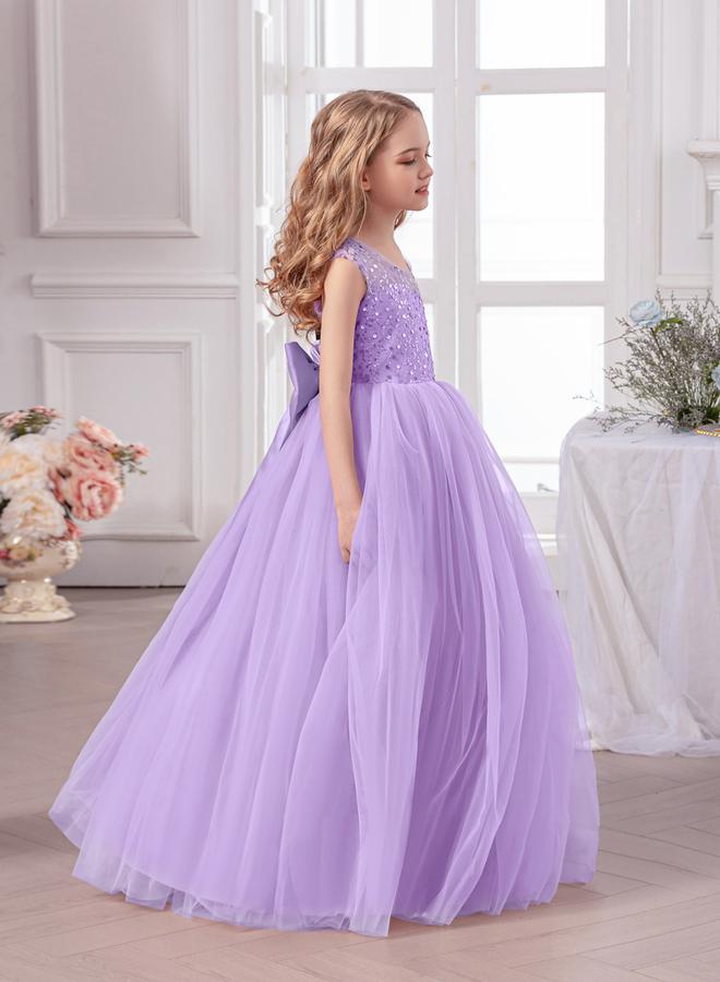 Take Two Girls Purple Embellished Sleeveless Maxi Dress - Image 4